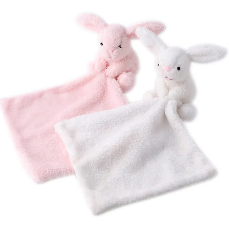 Cute Plush Rabbit Doll Jostailuak Baby Pacifier Bunny eskuoihala lasaigarria