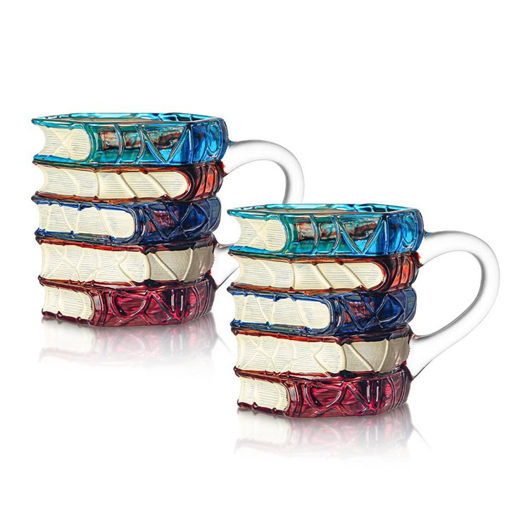 Hand-painted Glass Coffee Cup 3D Painted Book Coffee Mug