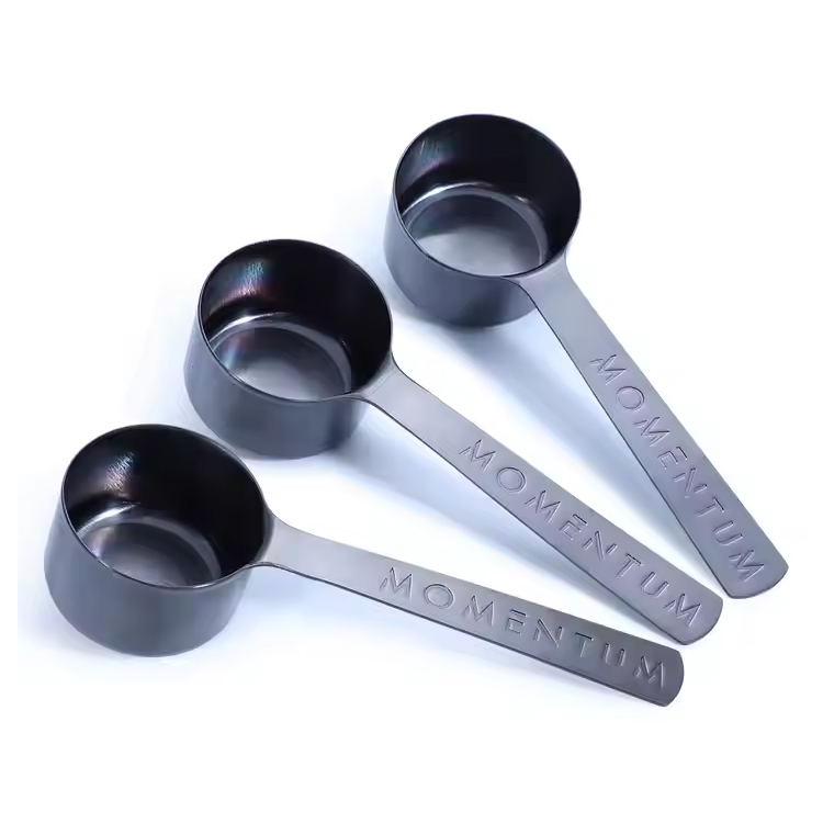 Kudeatu metal beltza altzairu herdoilgaitzezko 60ml neurtzeko kopa koilara