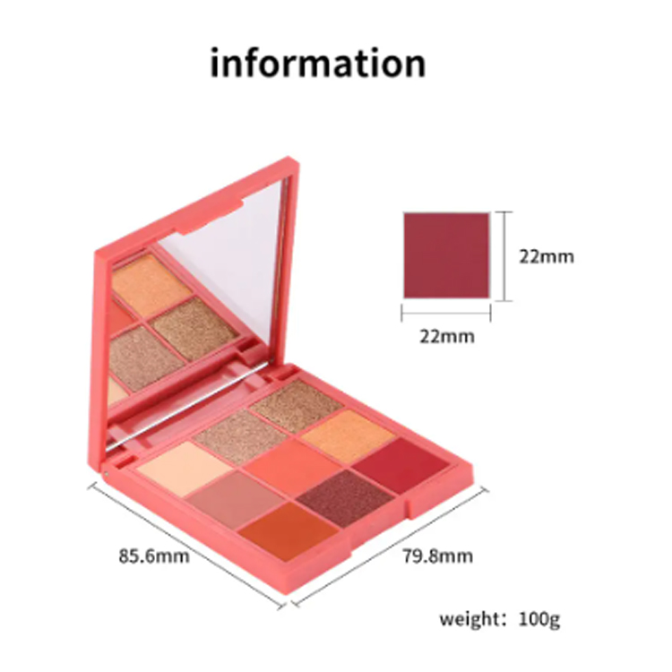 Makillaje Shimmer Matte 9 kolore karratu itzal paleta