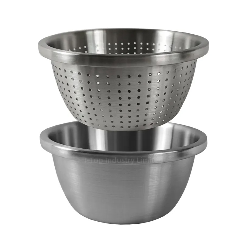 Bowl nahasketa Ezarri Colander erabilera anitzeko funtzioak entsalada ontzia