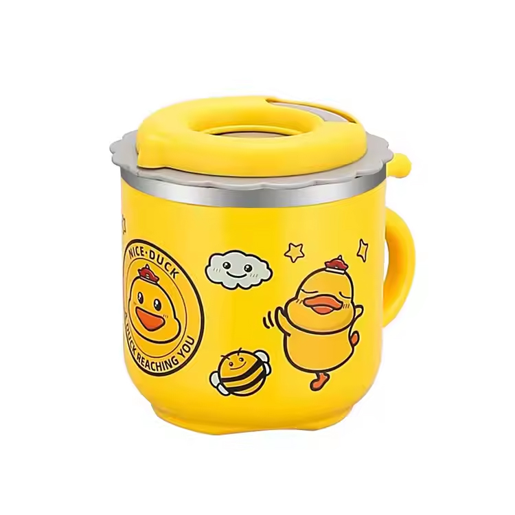 Sus 304 Children Straw Cute Duck Hear Heats froga Haur Kopa